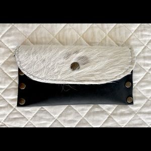 NEW Leather Hide-on COWHIDE Wallet Clutch 8”x4”